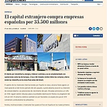 El capital extranjero compra empresas espaolas por 33.500 millones